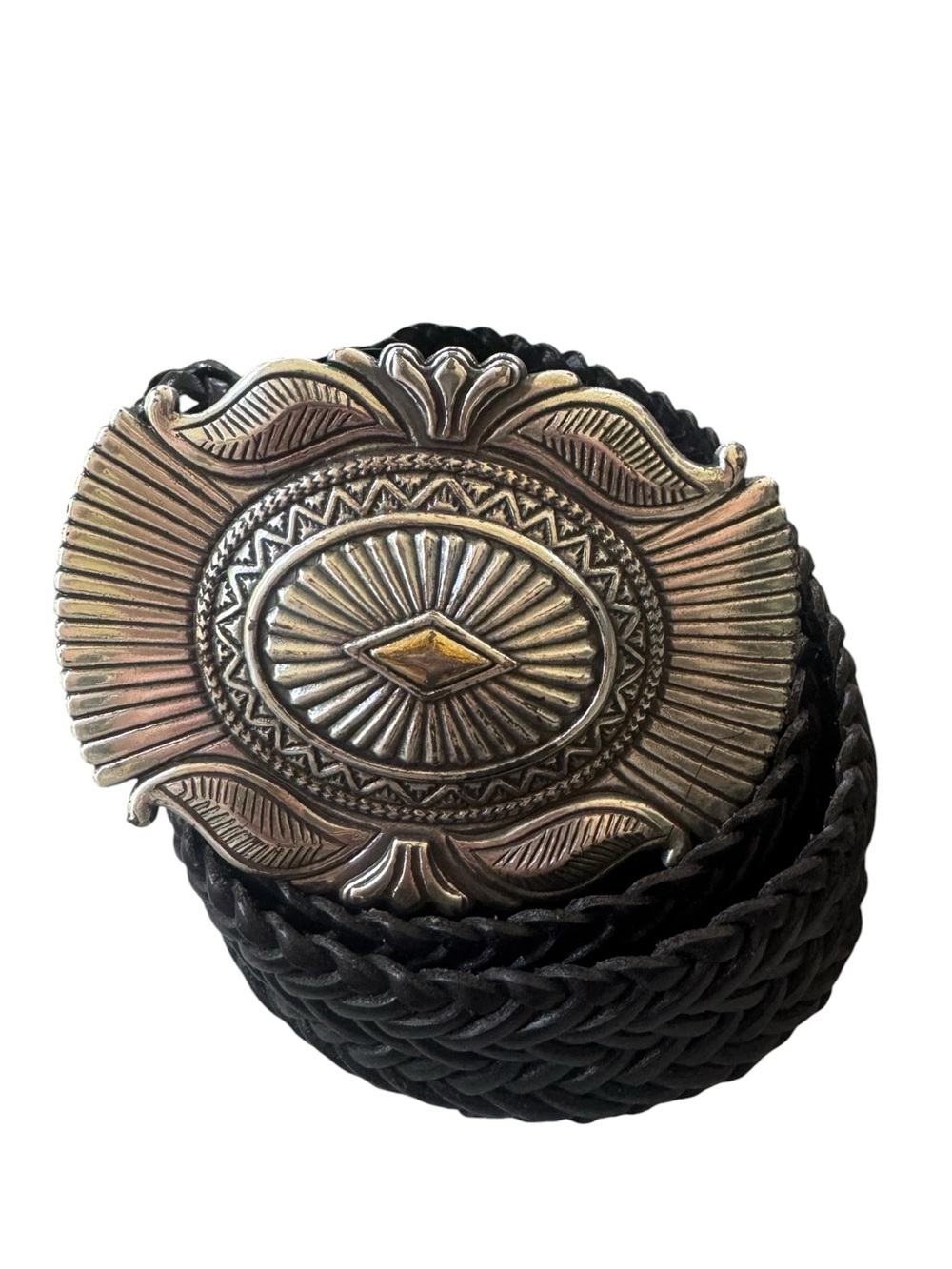 Tony Lama  Braided Silver Buckle Vintage Western style Belt 32